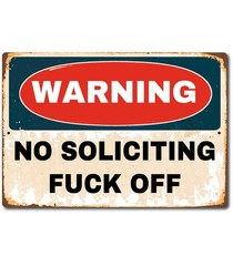 No Soliciting Sign Aluminum Door Mounted Warning Rectangle High Gloss