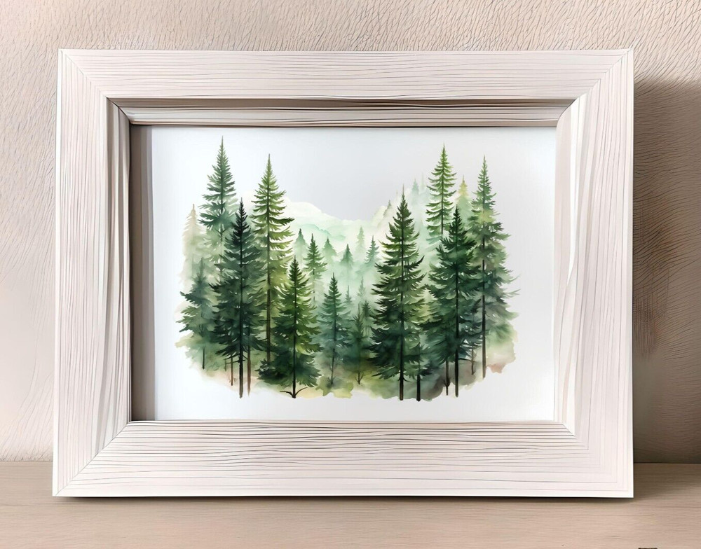 Forest Wall Art Print, Pine Trees, Mountains Wall Art Decor Print, Home Decor