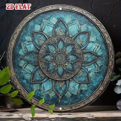 Turquoise Mandala Round Metal Sign Bohemian Yoga Room Wall Art Decoration Gift