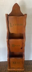 Vintage Letters Bills Misc Wood Wall Holder Rack Mid-Century 21.75″x5.5″x3.5″