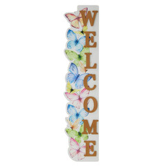 42 In. H Solid Wood WELCOME Porch Sign with Butterfly