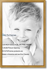 ArtToFrames Picture Frame Custom 1.25″ Gold Foil on Pine Wood 4159 Small