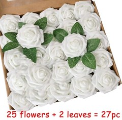 25pcs Artificial Roses with Stems – DIY Wedding Bouquets Party Decor OPP Bag
