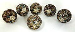 6 Peacock Decorative Orbs Balls 4” Covered In Beads & Sequens Multi Colors