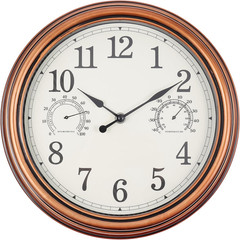 12Inch Outdoor Clocks Plastic Waterproof Wall Clock with Temperature & Humidity