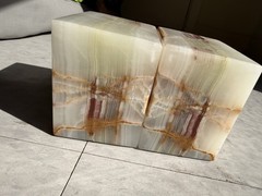 Vintage White Onyx Marble Cube Paperweight Bookend Decor 70’s