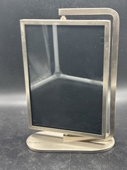 Pottery Barn Silver-tone Brushed Satin Metal Swivel Photo Frame For 2- 7×5”
