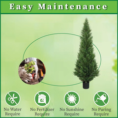 5ft Outdoor Artificial Cedar Topiary Trees in Pots – Set of 2