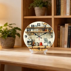 Kitchen Shelf Pattern Wooden Silent Wall Clock No Battery Holiday Home Decors
