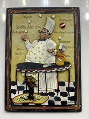 Italian Chef Tiles 3D Wall Art Set of 4 Plaques 4 1/2″ x 6 1/4″ by Dena Marie