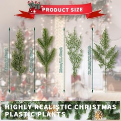 40 Pcs Artificial Pine Branches Assorted Faux Pine Stems Cedar Leaves Needle