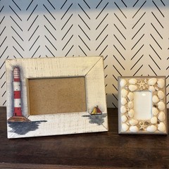 Coastal Beach House Picture Frame Set Nautical Lighthouse Shells Airbnb Decor