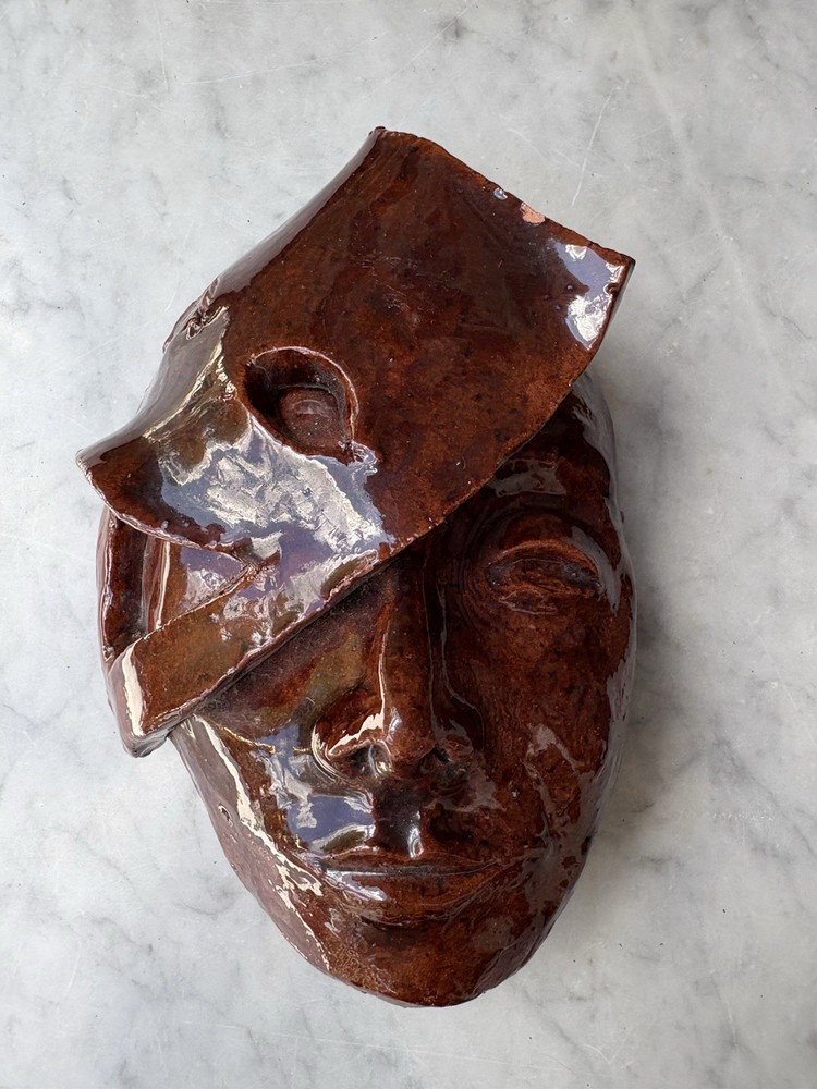 Studio Pottery Two Faced Wall Hanging Mask Broken Face Theatre *Read Artistic