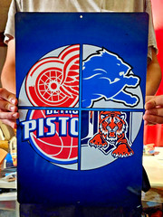 Detroit Sports Logo 12×18 inch metal poster.