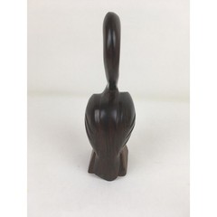 Vintage Hand Carved Wood Heron Egret Water Bird Dark Wood Smooth Finish