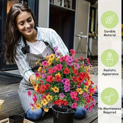 6Artificial Violet Flowers with Ground Spike Fake Plants Garden Patio Yard Decor