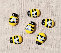 6 Pc Set Cute Large 1 Inch Bumble Bees Decorative Memo Bulletin Board Push Pins