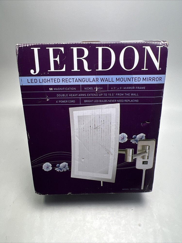 JERDON Rectangular 6.5-Inch x 9-Inch Wall Mount Mirror – Makeup Mirror with 5…