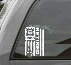 DISTRESSED USCG UNITED STATES COAST GUARD FLAG RETIRED DECAL STICKER 5 x 7.7″