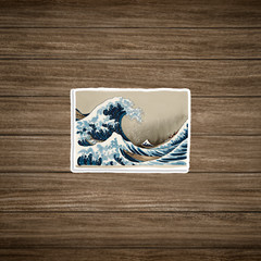 Vintage Japanese Great Wave Off Kanagawa Hokusai Art Sticker Decal #1165