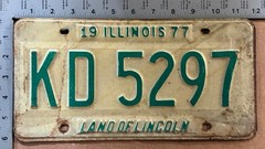 1977 Illinois license plate KD 5297 Ford Chevy Dodge 23531