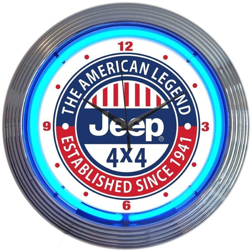 Jeep The American Legend Neon Clock 15″x15″ 8JEEPX