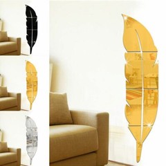 3D DIY Removable Feather Mirror Home Room Decal Vinyl Art Stickers Wall Decor US