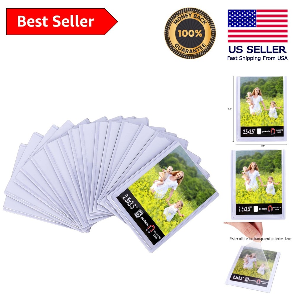 Versatile 15 Magnetic Photo Frames (2.5×3.5) in White – Ideal for Home and Gifts