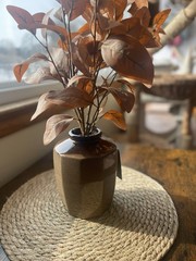 Hearth & Hand Magnolia Artificial Eucalyptus Arrangement Brown Vase 22” Farmhous