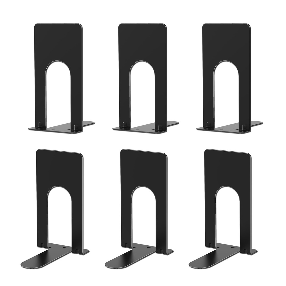 6 Pcs Heavy Duty Metal Bookends for Shelves Book Stoppers for Library