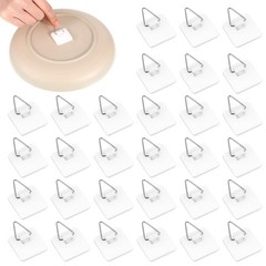 30 Pcs Invisible Adhesive Plate Hangers Nail Free Sticky Hooks for Wall Art