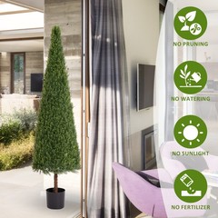 6FT Artificial Conical Topiary Tree Single Pack, Faux Cedar Shrub Potted Plant