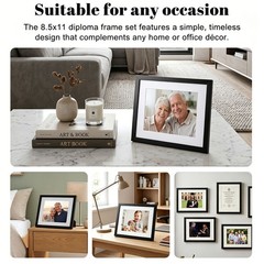 5Pcs Certificate Frames Document frames 8.5x11in for Wall Or Tabletop , Black