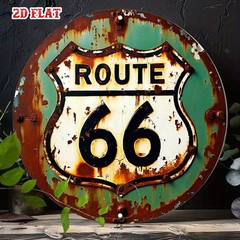 Route 66 Vintage Rusty Metal Sign Retro Tin Wall Decor for Garage Bar Man Cave