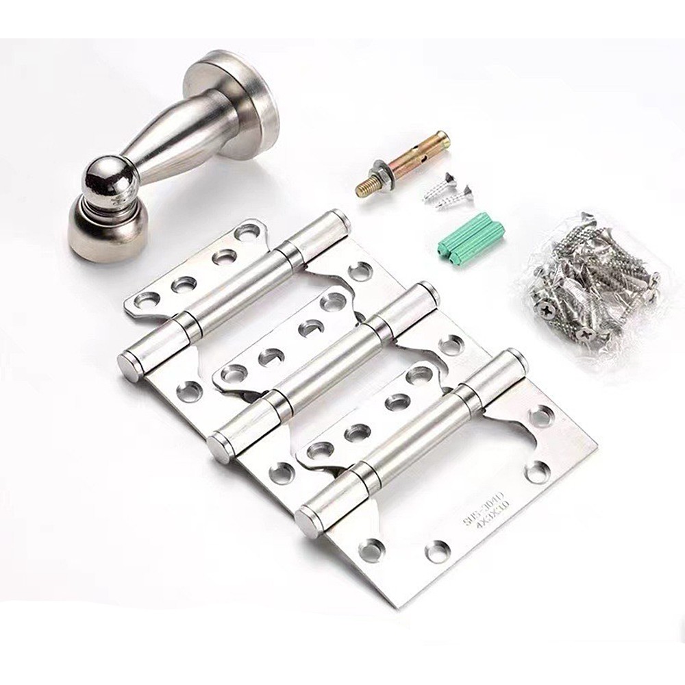 4 Inches Door Hinges, Non-Mortise Stainless Steel Door Hinges with Door Stoper