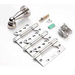4 Inches Door Hinges, Non-Mortise Stainless Steel Door Hinges with Door Stoper