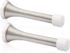 2 Pack Spring Door Stopper Brushed Satin Nickel- 3-1/4″ Flexible Spring Door Sto