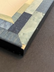 Natalini Italy Blue Wood Frame 5×7” Geometric Mosaic Patchwork Blue Tones READ