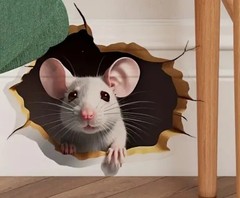 🤣1x Decal Prank Rat Mouse Hole In Wall Sticker Adhesive Room Bedroom Reusable