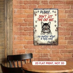 Vintage Metal Tin Sign 8×12 Funny Cat Wall Art