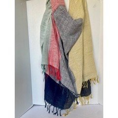 Anthropologie Throw Blanket 60×70 Colorblock Cotton Lightweight Fringe