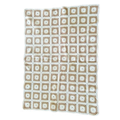 Vtg Retro Handmade Crochet Afghan Granny Square Blanket Beige Cream Boho 36″x49″