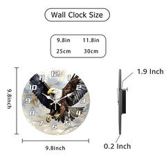 Eagle Pattern Wooden Silent Wall Clock No Battery Holiday Home Decors