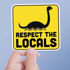 Respect the Locals Sea Monster Sticker – Funny Cryptid Decal for Laptop