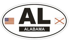 AL Alabama OVAL Bumper Sticker or Helmet Sticker D447 Euro Oval With Flags