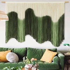 Macrame Wall Hanging Green Fiber Boho Wall Art Unique Handmade Large