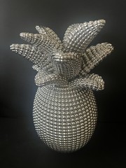 Silver Polystone Glam Pineapple Sculpture . NICE