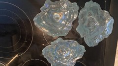 Coastal Collection Iridescent Oyster Art Glass Shell Plate Lot Of 3