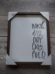 New! «Wash Dry Dry Dry Fold» Laundry Room Humor Wood Sign Farmhouse Washing Iron