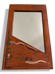 Vintage 70’s Oden Reflections In Leather Small Country Style Mirror